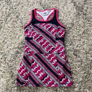 Fila Pink Black Geometric Tennis Dress
